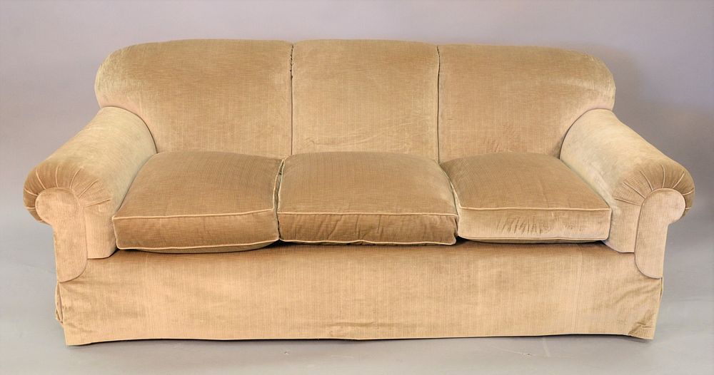 Appraisal: Custom upholstered sofa ht wd Custom upholstered sofa ht wd