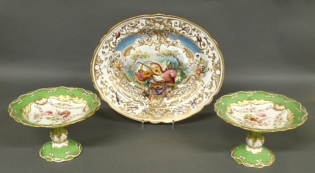 Appraisal: - Pair of English porcelain compotes with floral decoration h