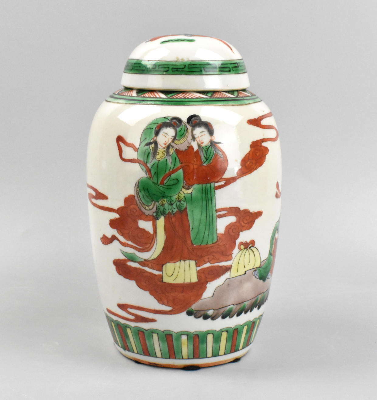 Appraisal: A Chinese famille verte covered jar with figures dating from