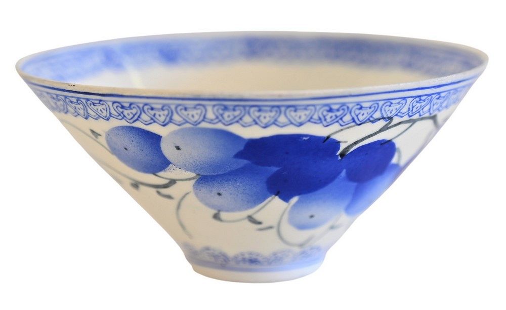 Appraisal: Chinese Egg Shell Porcelain Bowl with blue fruit motif in