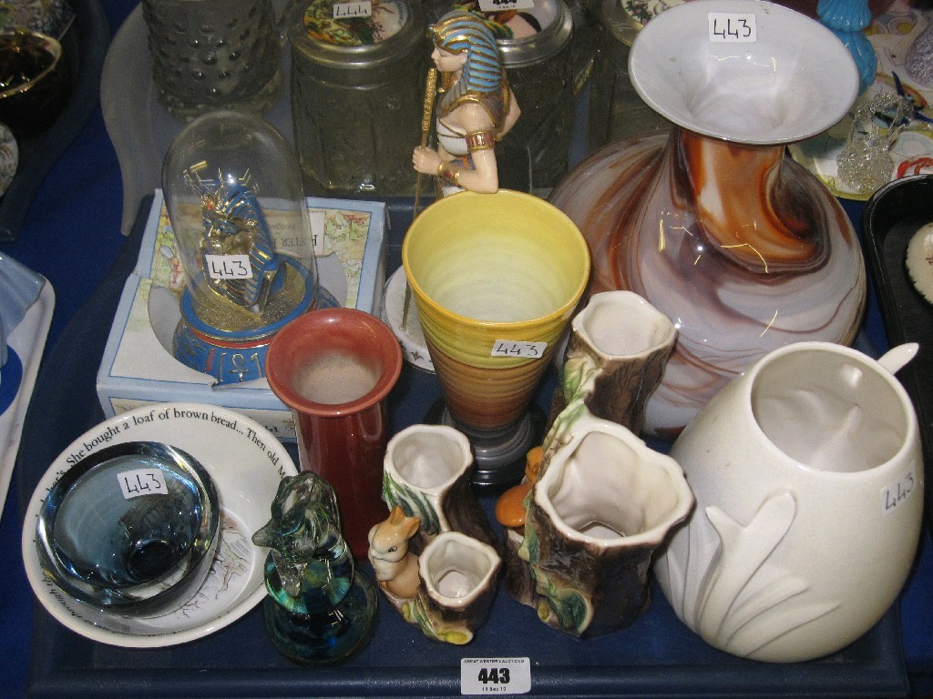 Appraisal: Tray lot comprising assorted ceramics and glass - Art glass