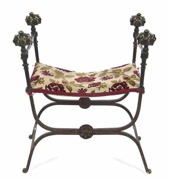 Appraisal: A Renaissance Revival Iron and Bronze Curule Form Chair th