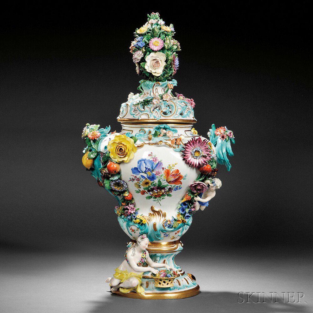 Appraisal: Meissen Porcelain Figural Potpourri Vase and Cover Germany th century