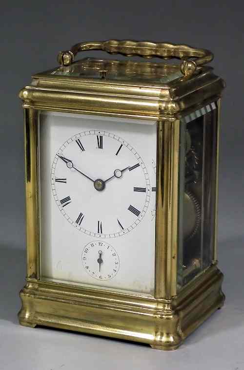 Appraisal: A th Century French carriage clock No the white enamelled