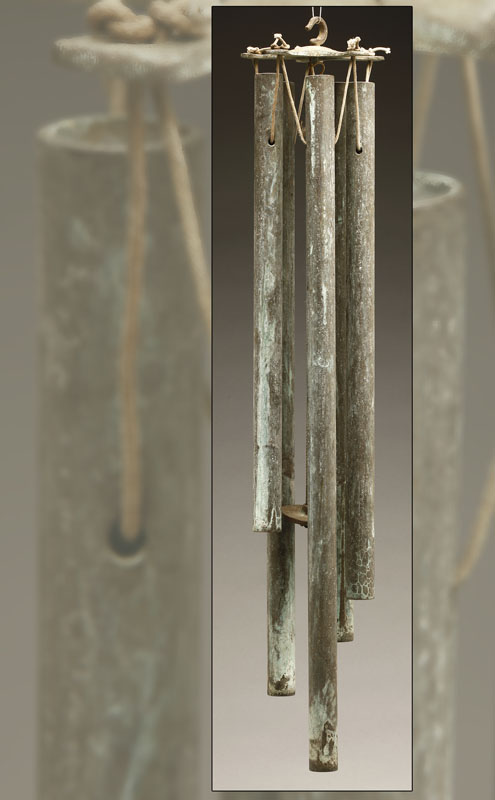 Appraisal: A set of Walter Lamb verdigris bronze wind chimes A