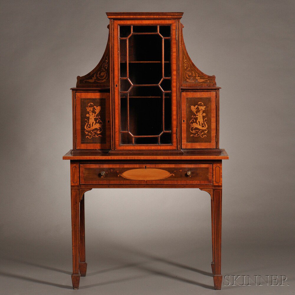 Appraisal: Edwardian Marquetry and Mahogany Display Cabinet England early th century