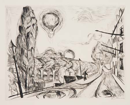 Appraisal: MAX BECKMANN Landschaft mit Ballon Drypoint on cream wove paper