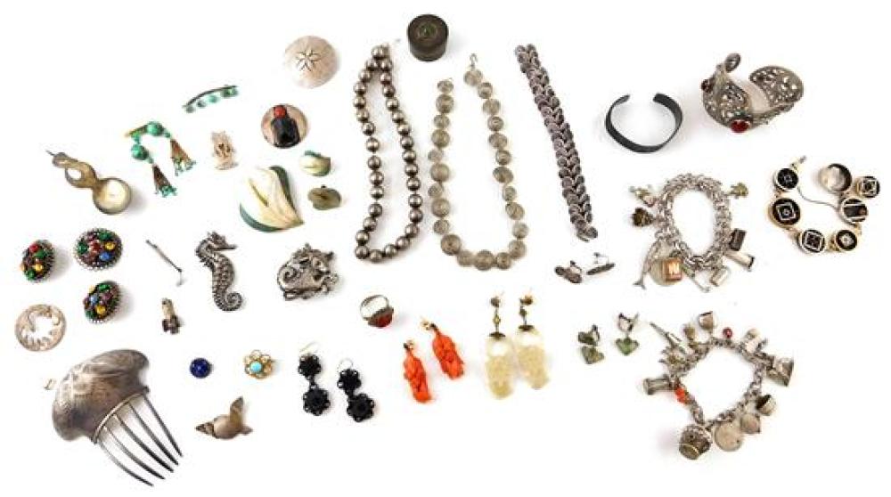 Appraisal: JEWELRY Most Sterling or marked silver over pieces including Georg