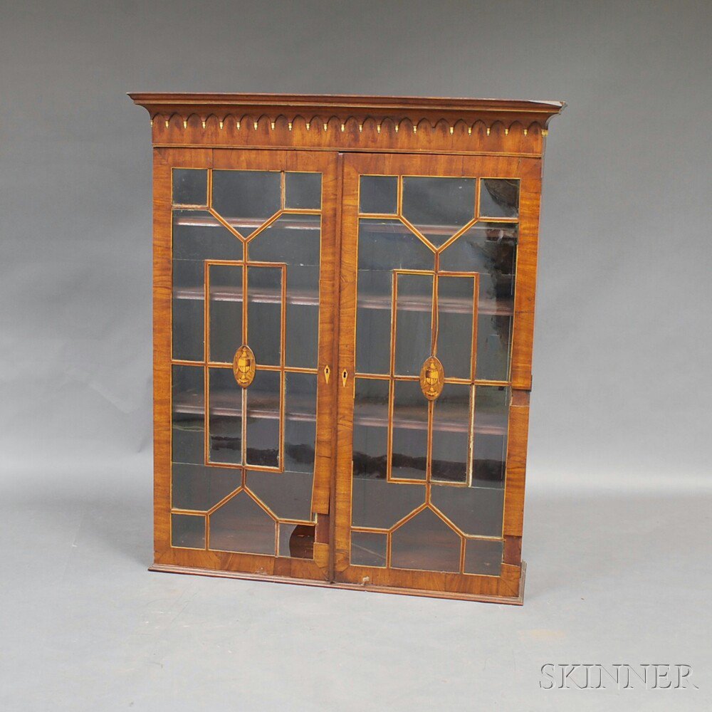 Appraisal: Chippendale Inlaid Mahogany and Mahogany Veneer Secretary Bookcase Top southern