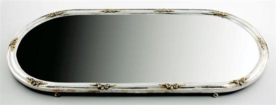 Appraisal: Portuguese silverplate and mirror plateau hammered design on oblong form