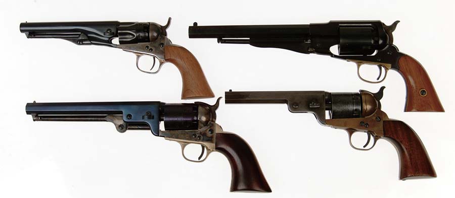 Appraisal: LOT OF FOUR BLACK POWDER REPRODUCTION REVOLVERS Uberti Navy Cal