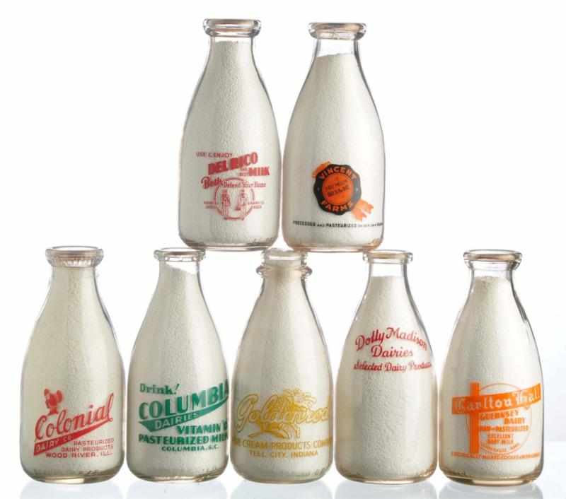 Appraisal: Lot of Milk Bottles from Various Locations Description Lot includes