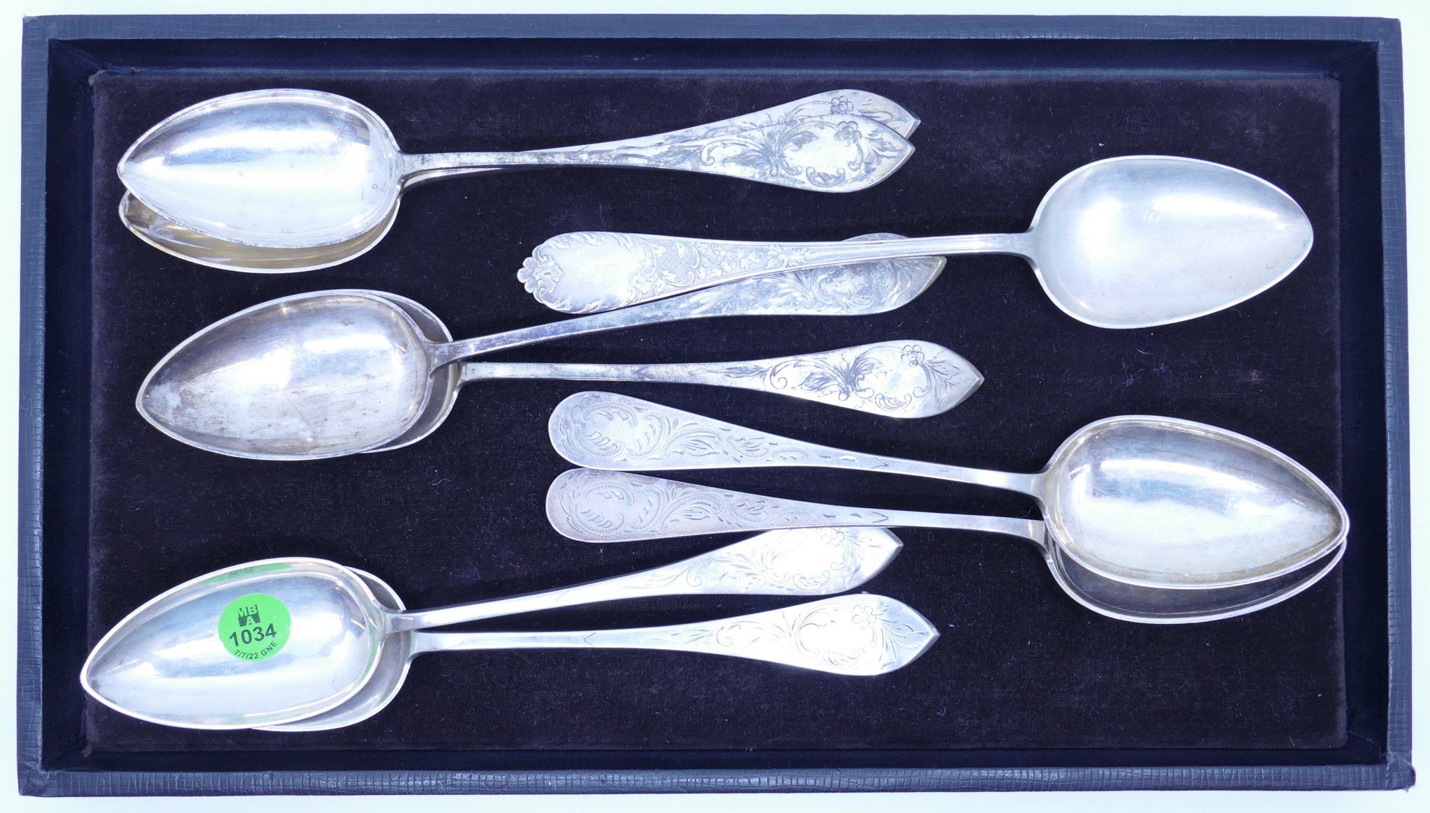 Appraisal: Tray pc Antique Norwegian Silver Serving Spoons - Grams TW