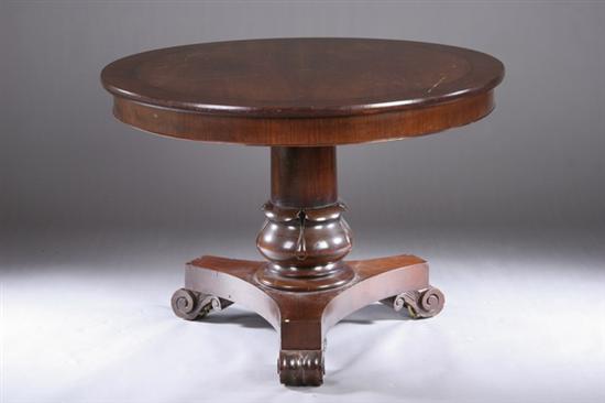 Appraisal: ENGLISH WILLIAM IV-STYLE WALNUT CENTER TABLE th century With burled