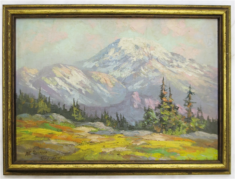 Appraisal: FRED OLDFIELD OIL ON BOARD Washington b Mount Rainier Image