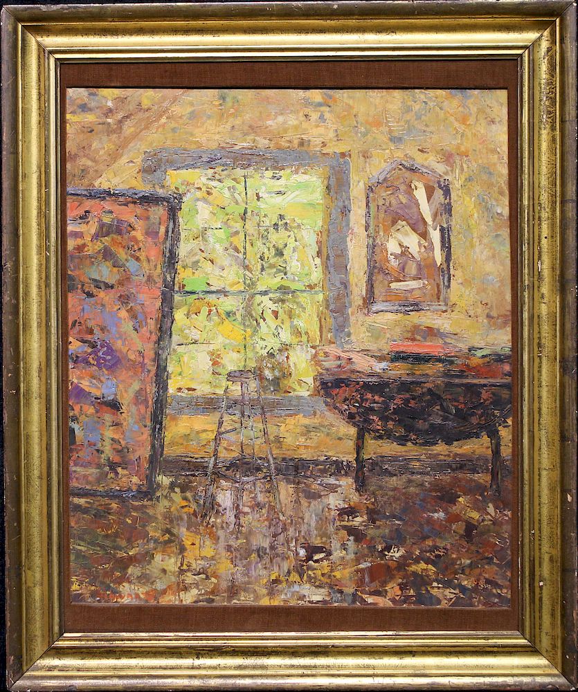 Appraisal: Schwartz Signed th C Impressionist Interior Schwartz Signed th C