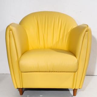 Appraisal: Vibrant Yellow Leatherette Barrel Back Armchair H X W X