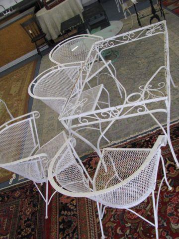 Appraisal: Wrought Iron Patio Table with Chairs