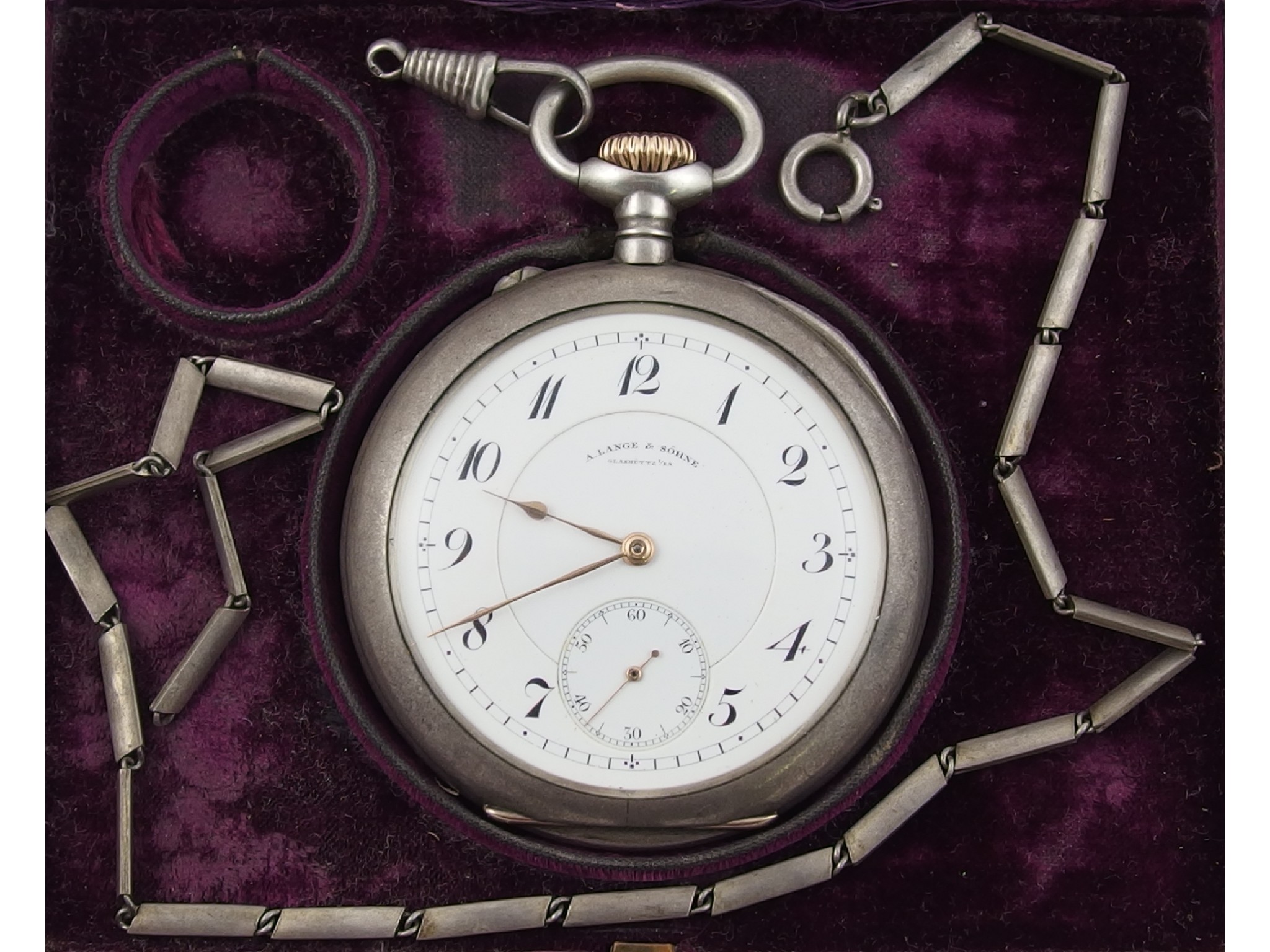 Appraisal: A silver Lange Sohne pocket watch in original box