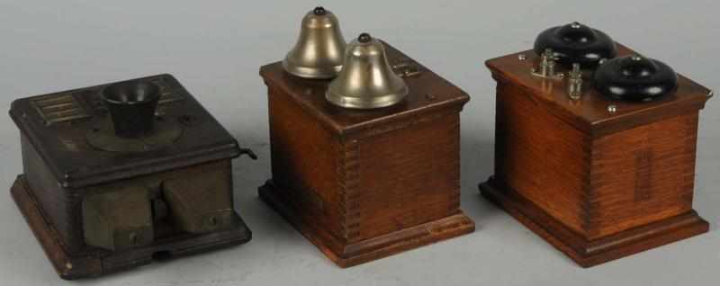 Appraisal: Lot of Boxes with Shaped Bells Circa oak boxes first