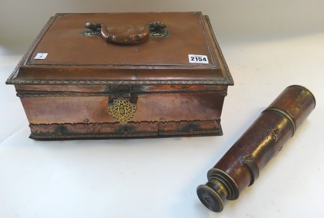 Appraisal: A brass and leather bound three draw telescope by W