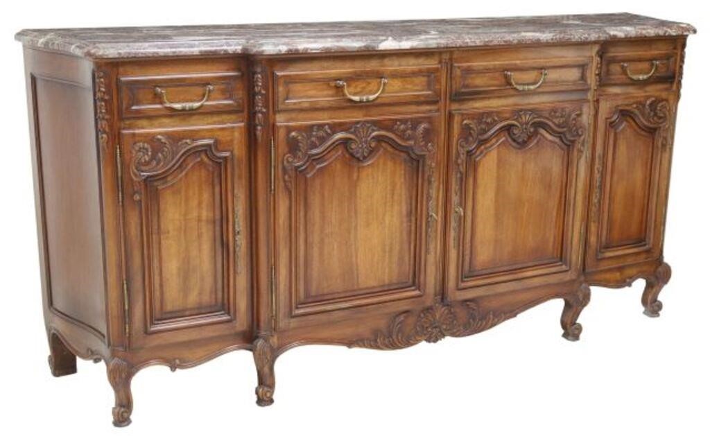 Appraisal: French Provincial Louis XV style walnut sideboard th c having