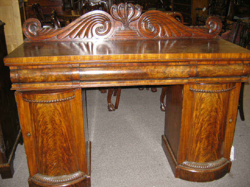 Appraisal: ENGLISH WILLIAM IV MAHOGANY PEDESTAL SIDEBOARD Rectangular top showing a