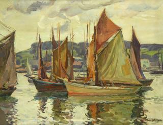 Appraisal: Painting Frank Meyers Frank Meyers American - Sailboats Gloucester Massachusetts