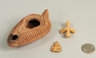 Appraisal: Three Coptic Holyland Items Three Coptic Holyland items comprising two