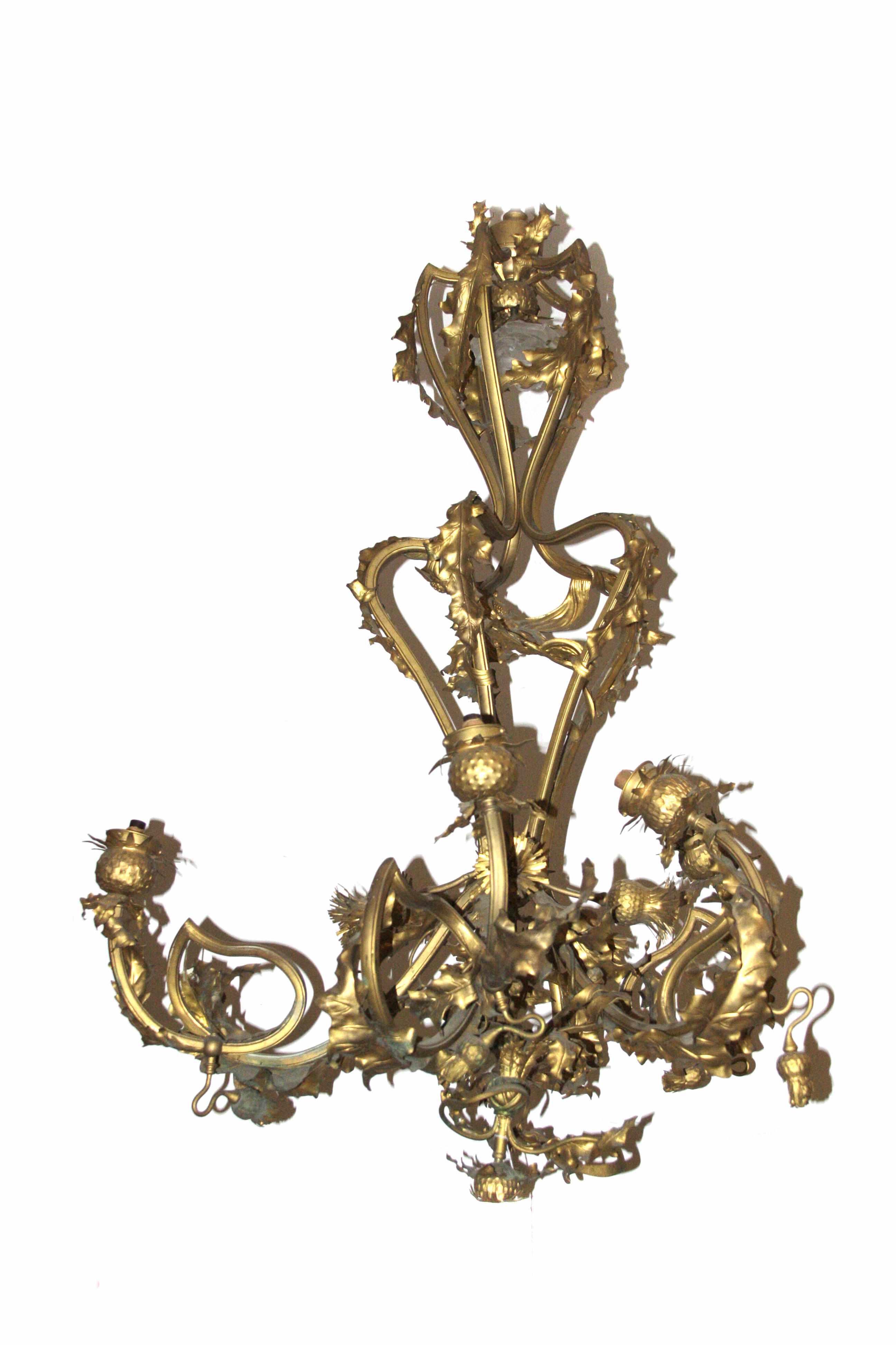 Appraisal: A Belle poque style gilt metal six light chandelier height