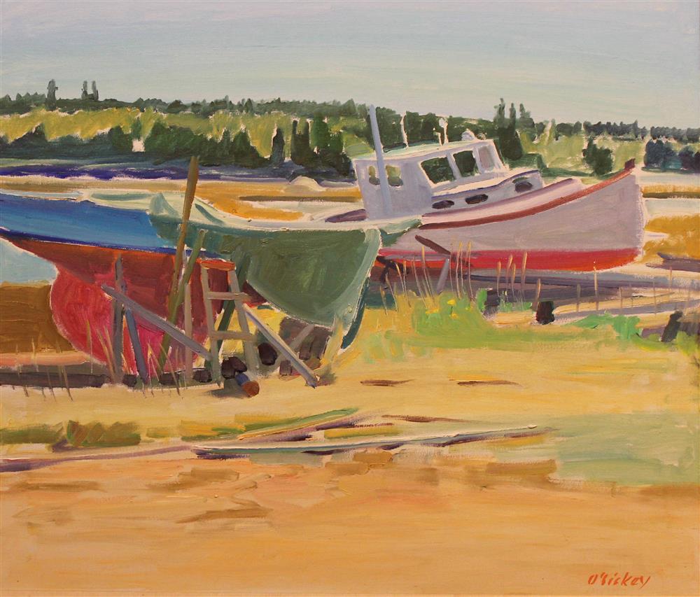 Appraisal: JOSEPH O'SICKEY AMERICAN - BOATS Oil on canvas x in