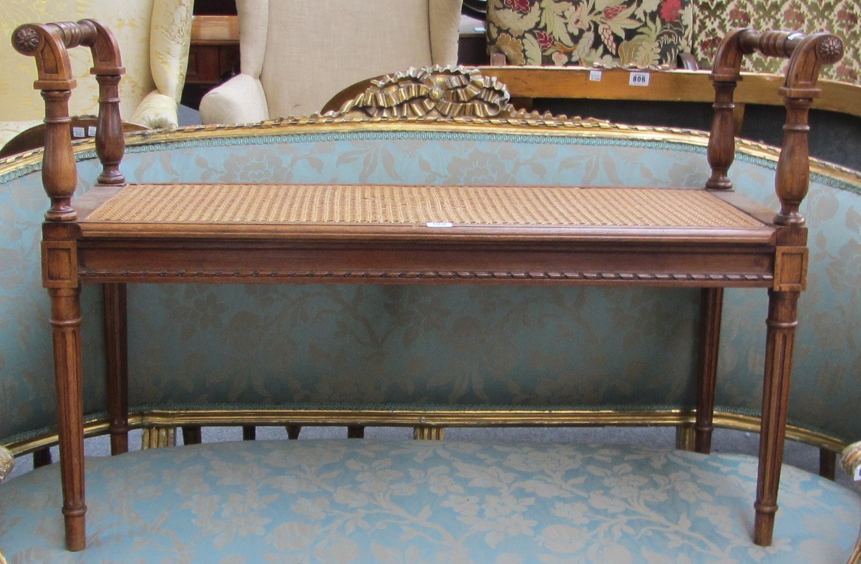 Appraisal: A Louis XVI style oak framed window seat with cane