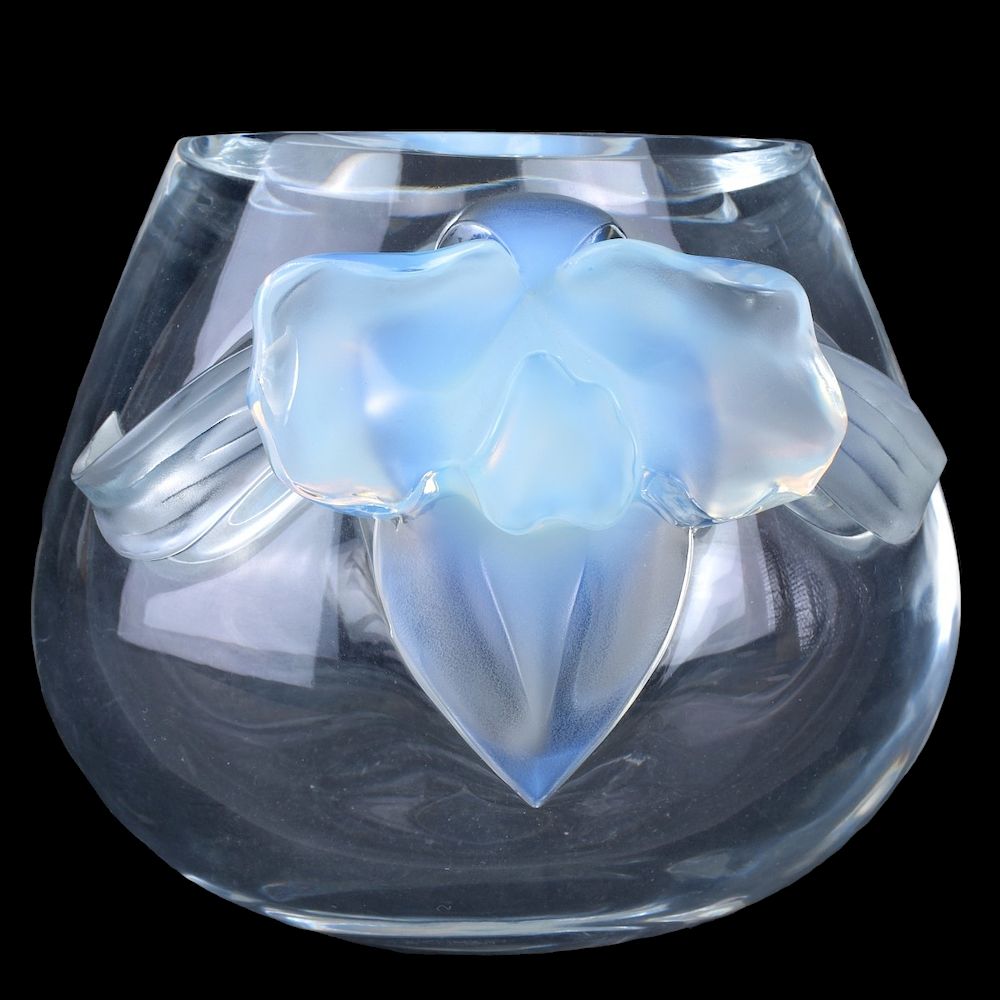 Appraisal: Lalique Crystal Orchidee Vase Lalique Crystal Orchidee Vase Clear vase