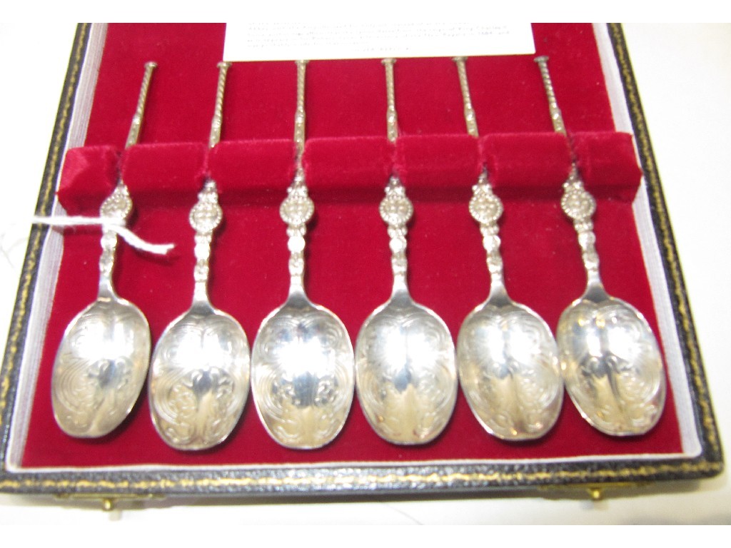 Appraisal: Cased set of six silver replica anointing spoons