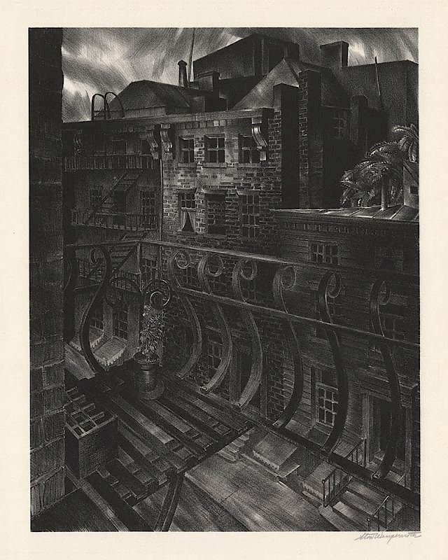 Appraisal: Original Wengenroth Lithograph - City Street New York City Street