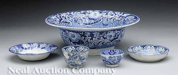 Appraisal: A Group of English Blue and White Transfer-Decorated Bowls including