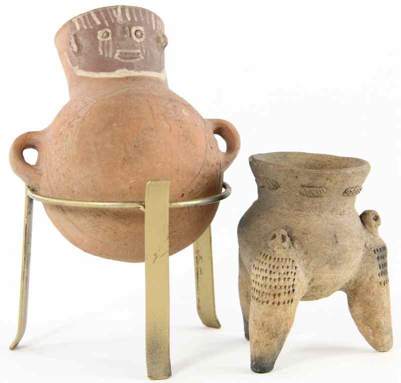 Appraisal: Two Pre-Columbian Style Pottery Vesselsthe first a tripod bowl from