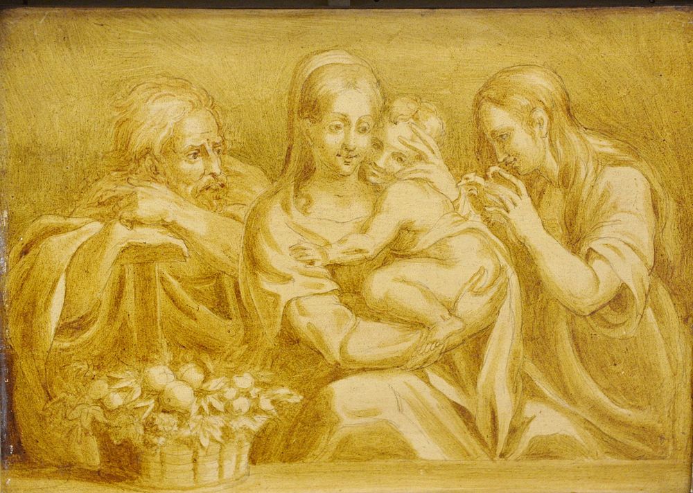 Appraisal: Artist unknown oil and pencil on board Italian school Madonna