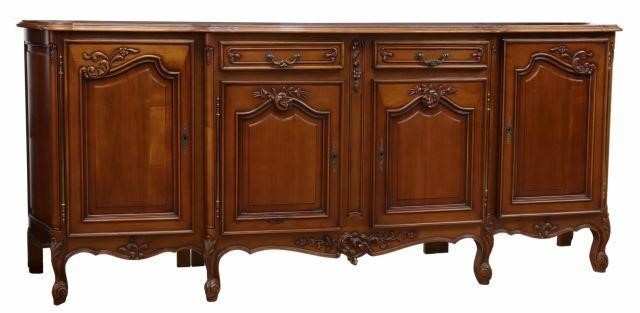 Appraisal: French Louis XV style fruitwood breakfront sideboard NF Meubles mid