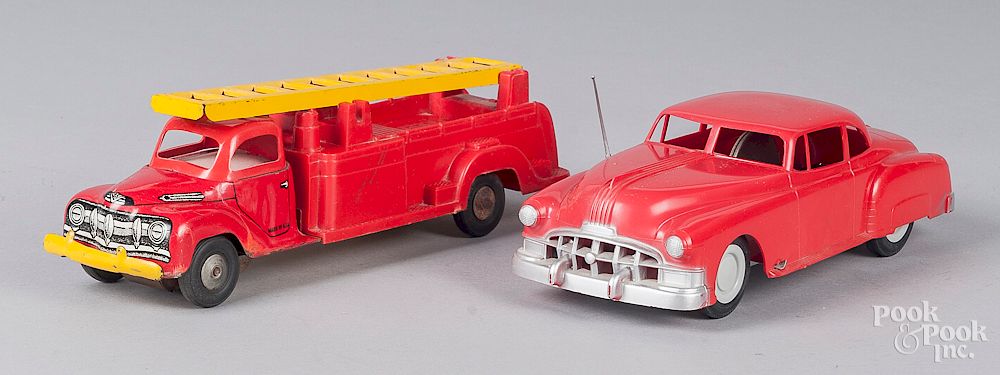 Appraisal: Two molded plastic fire related vehicles Two molded plastic fire