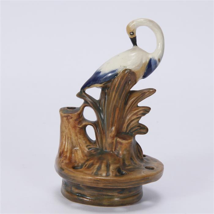 Appraisal: Weller Muskota Crane or Flamingo art pottery bird Figural Flower