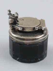 Appraisal: A silver mounted glass travelling ink well London maker's mark