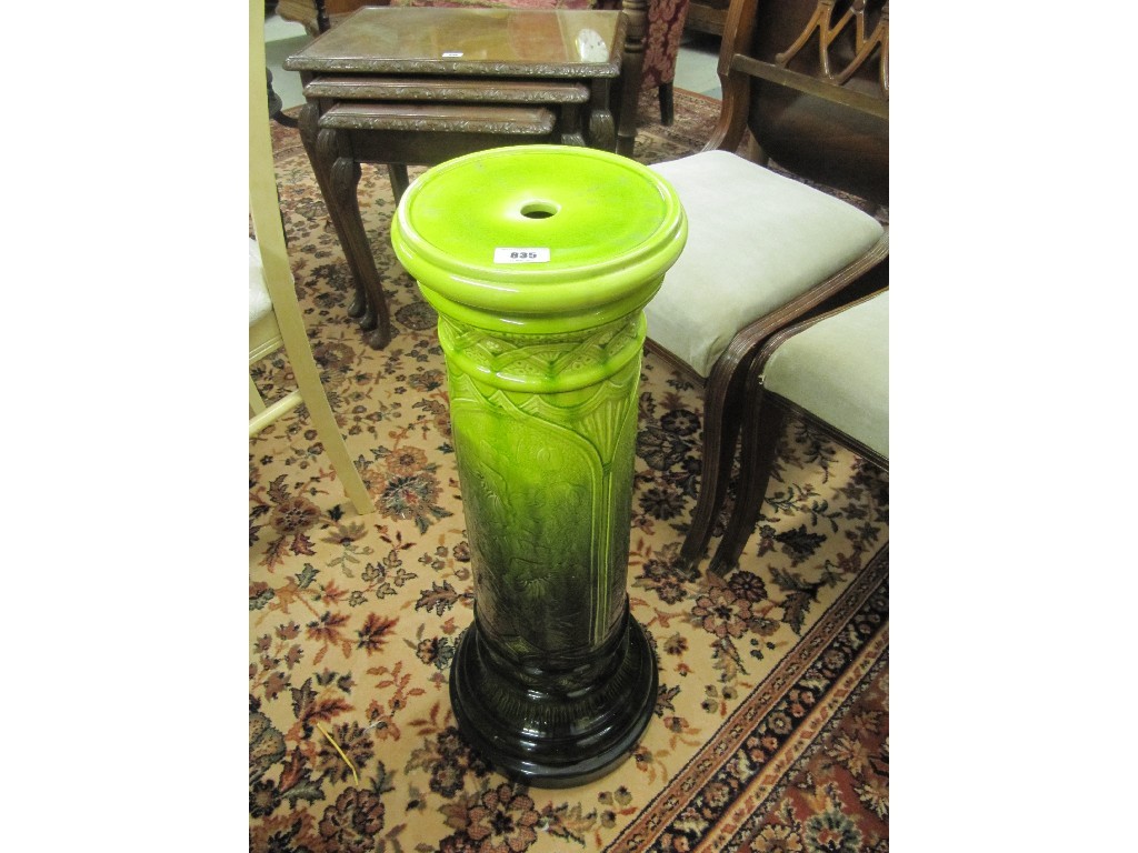 Appraisal: Victorian green glazed pottery jardinere stand