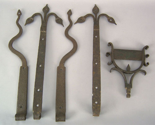 Appraisal: Two pair of wrought iron door hinges th th c