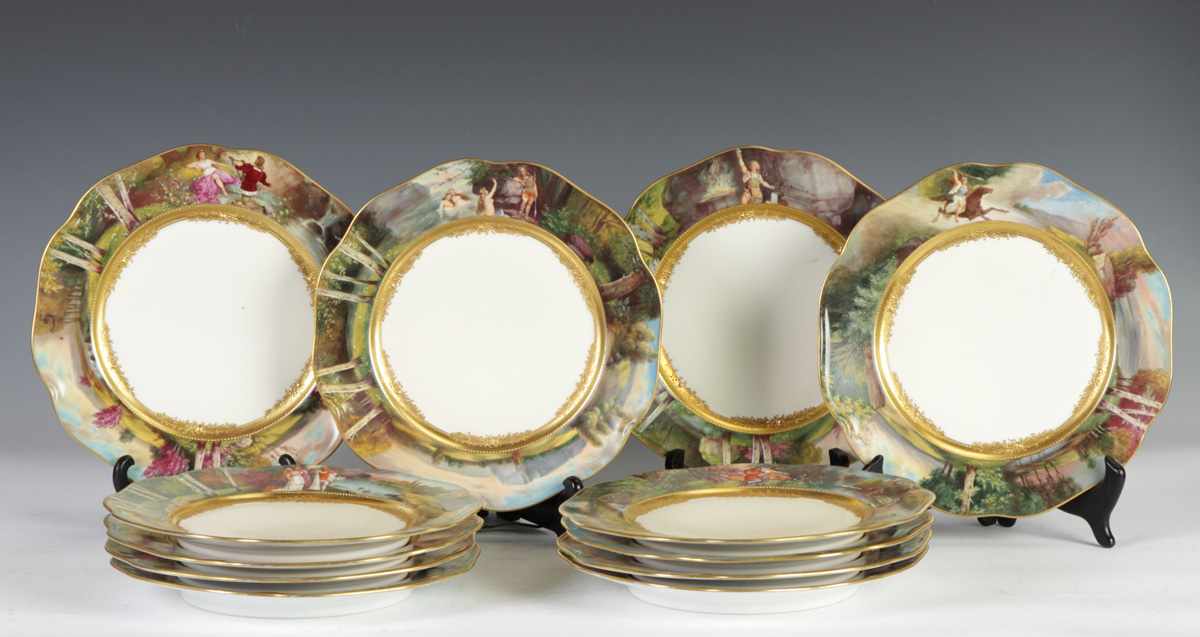 Appraisal: Set of Dresden Plates Richard Websner Hand painted gilt allegorical