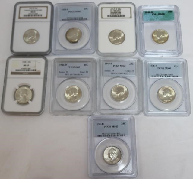 Appraisal: GRADED WASHINGTON QUARTERS -S MS -SMS -S MS -D MS