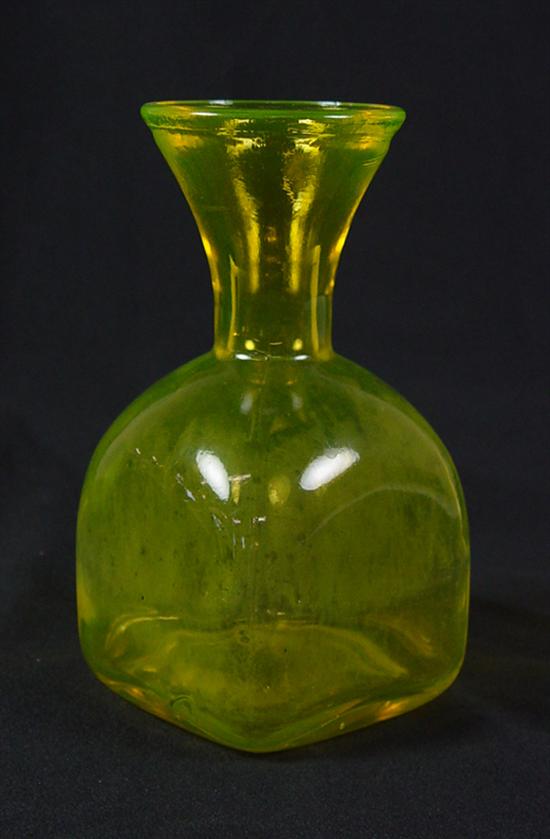 Appraisal: Vaseline Glass Decanter Circa Deep vaseline color on square base