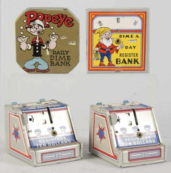 Appraisal: Lot of Tin Dime Banks Description Includes one Popeye one