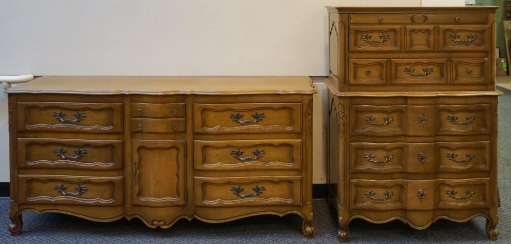 Appraisal: Provincial Style Fruitwood Chest of Drawers and Dresser with Mirror