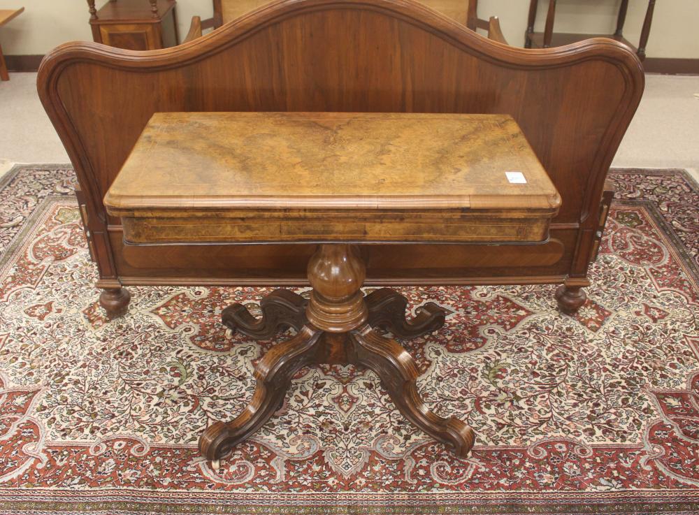 Appraisal: VICTORIAN BURL WALNUT CONSOLE GAME TABLE English th century the